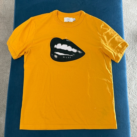 Coach Tops - Coach Mustard Yellow black lips T-Shirt like new size M